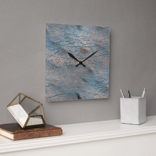 Grey and tan leather stained with some satin hue square wall clock