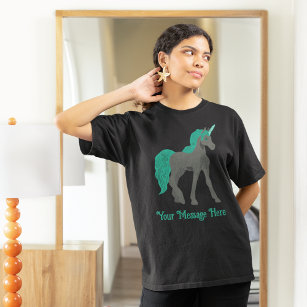 Grey and Teal Unicorn Personalized T-Shirt