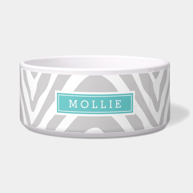 Grey and Turquoise Zebra Print Monogram (Front)