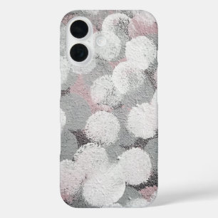 grey and white abstract circle pattern iPhone 16 case