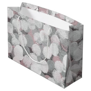 Grey and White Abstract Dots Large Gift Bag