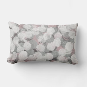 grey and white abstract paint circle pattern lumbar pillow