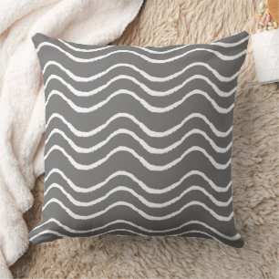 Grey and White Abstract Triangle Geometric Pattern Throw Pillow