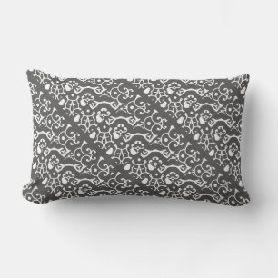 Grey and White Abstract Wild Pattern Lumbar Pillow