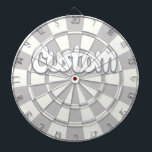 Grey And White Add Personal Text Dartboard<br><div class="desc">Personalize with your custom text Grey And White Coloured Dartboard</div>