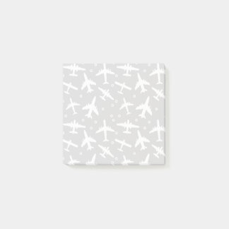 Grey and White Airplane Patterned Post-it Notes