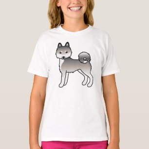 Grey And White Alaskan Klee Kai Cute Cartoon Dog T-Shirt