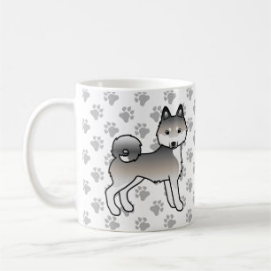 Grey And White Alaskan Klee Kai Cute Dog & Paws Coffee Mug