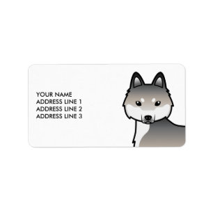 Grey And White Alaskan Klee Kai Dog & Custom Text Label