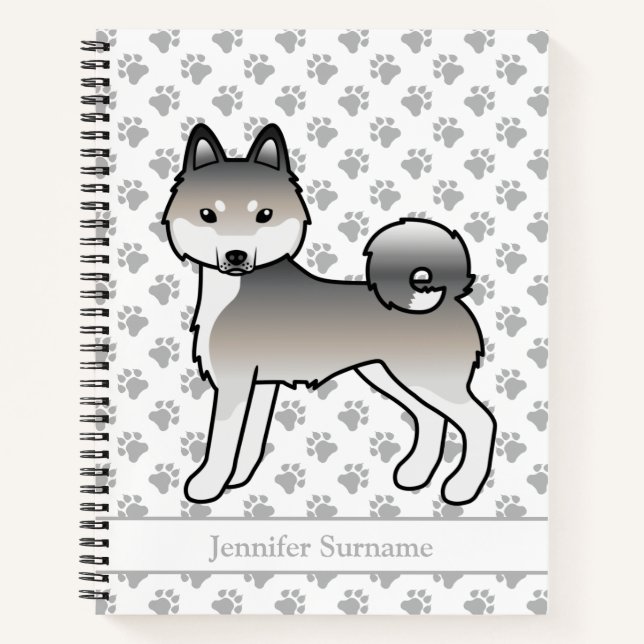 Grey And White Alaskan Klee Kai Dog & Custom Text Notebook (Front)
