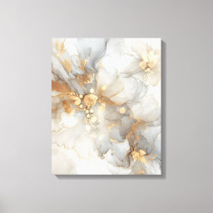 Grey and white alcohol ink canvas print