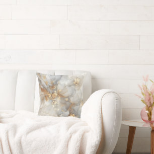 Grey and white alcohol ink throw pillow