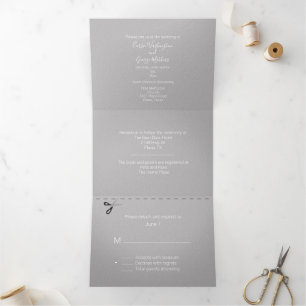 Grey and White All in One Wedding Tri-Fold Invitation