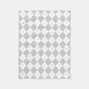 Grey and White Argyle Fleece Blanket