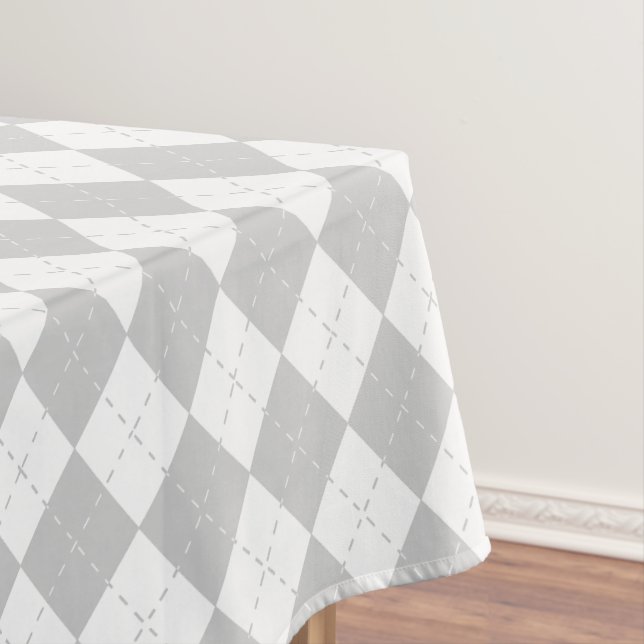 Grey and White Argyle Tablecloth (In Situ)