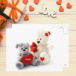 Grey and White Bear with Heart Postcard