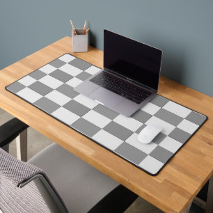 Grey and white blocks pattern desk mat