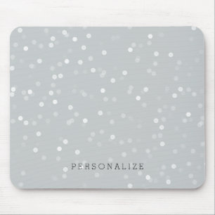 Grey and White Bokeh Confetti Mouse Pad
