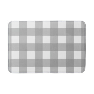 Grey and White Buffalo Check Bath Mat