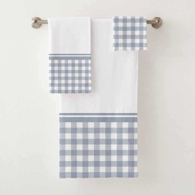 Grey and White Buffalo Plaid Bath Towel Set (Insitu)