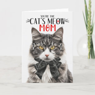 Grey and White Cat for Pet Mom on Mother's Day Holiday Card