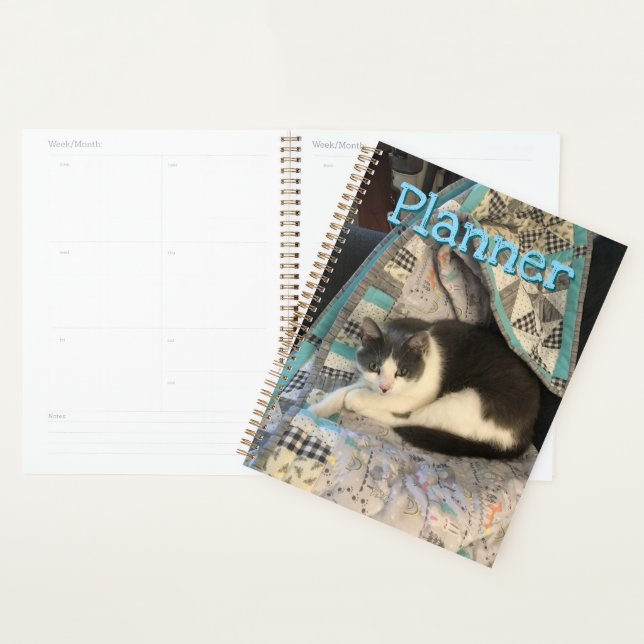 Grey and white cat planner (Display)