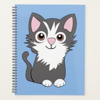 Grey and white cat planner