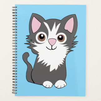 Grey and white cat planner