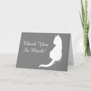 Grey and White Cat Silhouette Art Thank You Card