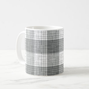 Grey and White Checkered Crosshatch Plaid Coffee Mug