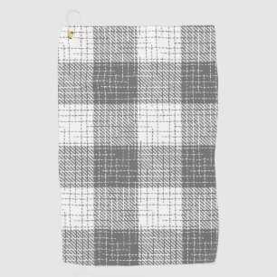 Grey and White Checkered Crosshatch Plaid  Golf Towel