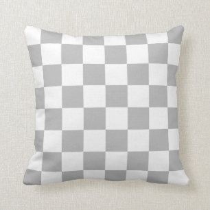 Grey and White Checks Throw Pillow