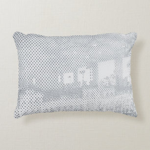 Grey and white chequered textile accent pillow