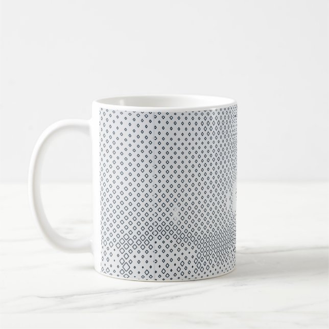 Grey and white chequered textile coffee mug (Left)