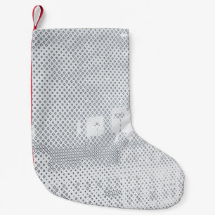 Grey and white chequered textile small christmas stocking