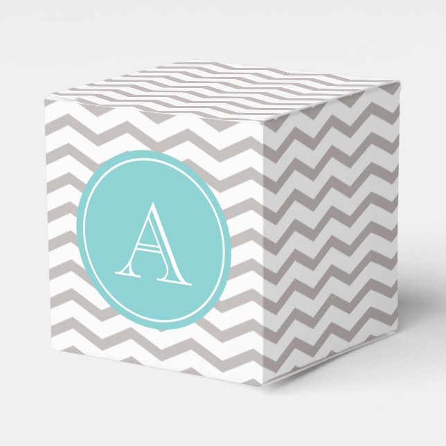 Grey and White Chevron Favor Box (Front Side)