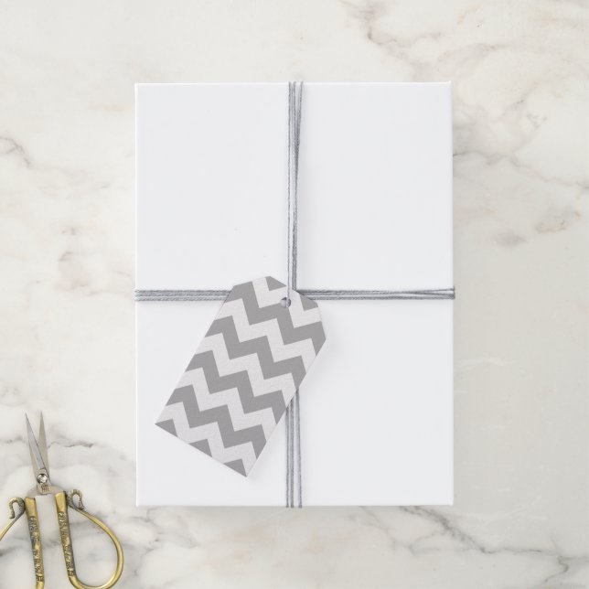 Grey and White Chevron Gift Tags (With Twine)