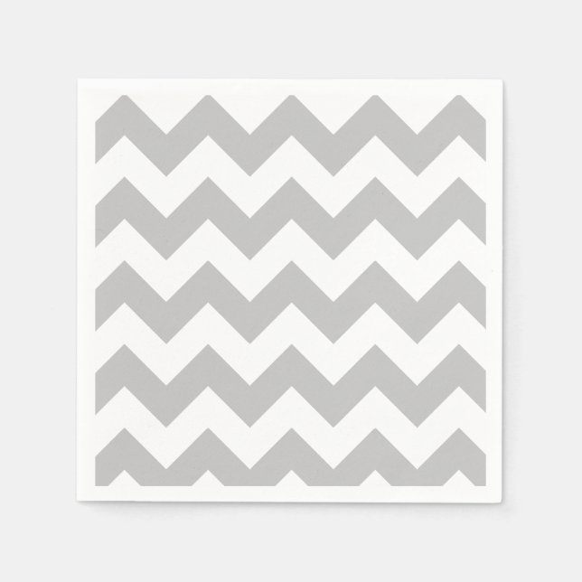 Grey and White Chevron Paper Napkin (Front)