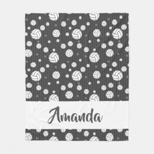 Grey and White Chevron Volleyball Pattern Fleece Blanket