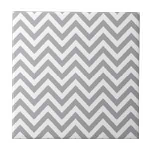 Grey and White Chevron  Zigzag Pattern Tile