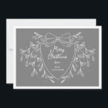 Grey and white Christmas crest and mistletoe Holiday Card<br><div class="desc">Send warm holiday wishes to your family and friends, and spread holiday cheer with this chic Christmas greeting card featuring a white line art mistletoe design framing a modern and stylish crest. The classy grey background adds a trendy and elegant touch, while the customizable crest allows you to add a...</div>