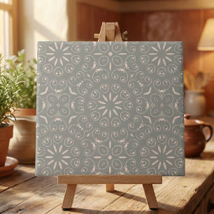 Grey And White Classic Elegant Ornate Damask Tile