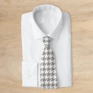 Grey and White Classic Houndstooth Tie