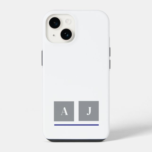 Grey and white classic initials iPhone case (Back)