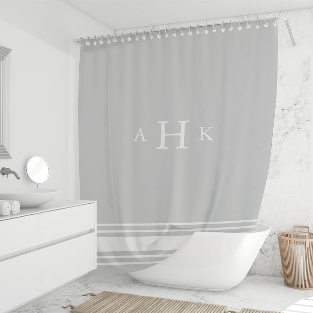 Grey and White Classic Stripe Border Monogram (Creator Uploaded)