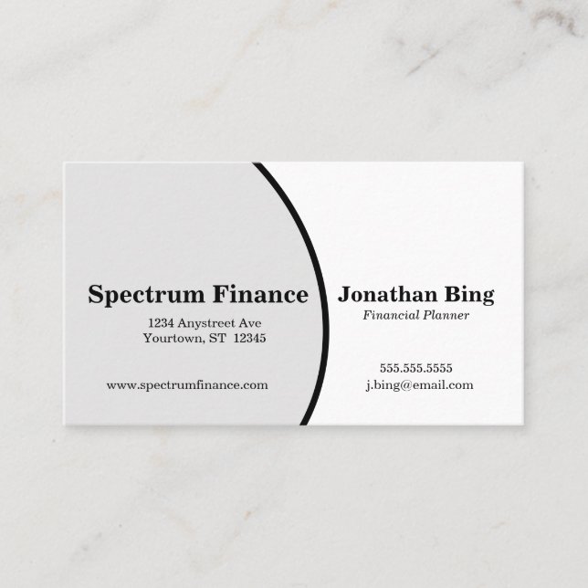 Grey and White Curve Finance Business Business Card (Front)