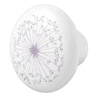 Grey and White Dandelion Ceramic Knob