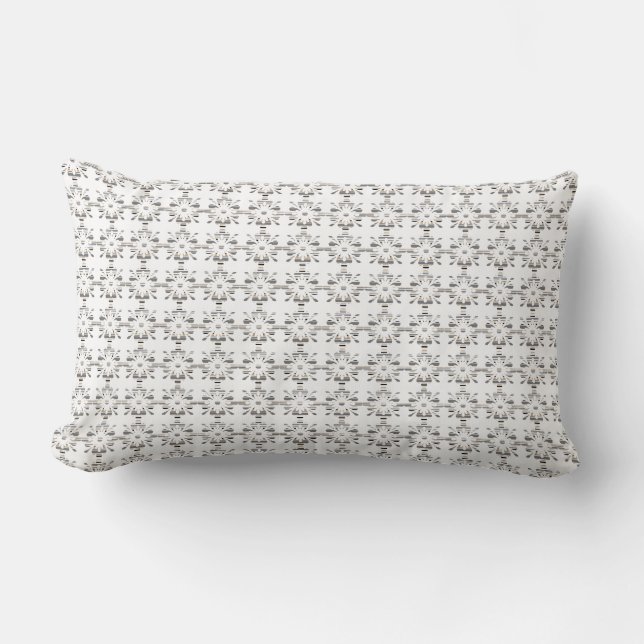Grey and white decorative geometric pattern lumbar pillow (Front)