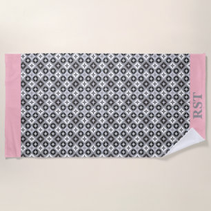 Grey and white designs beach towel