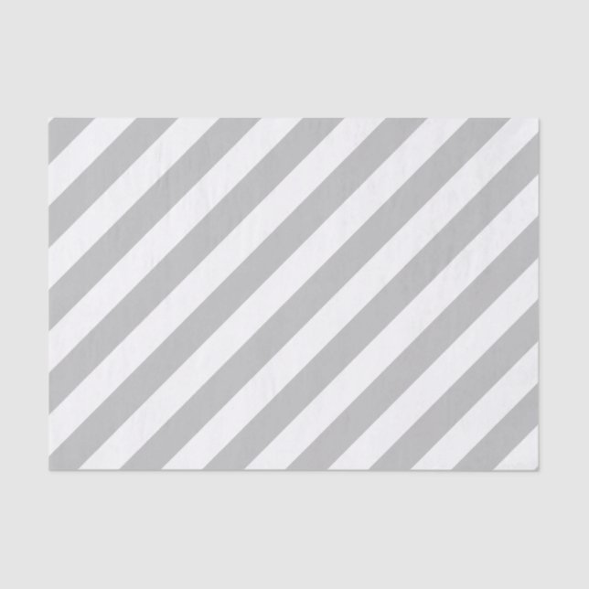 Grey and White Diagonal Stripes Pattern Tissue Paper (Front)